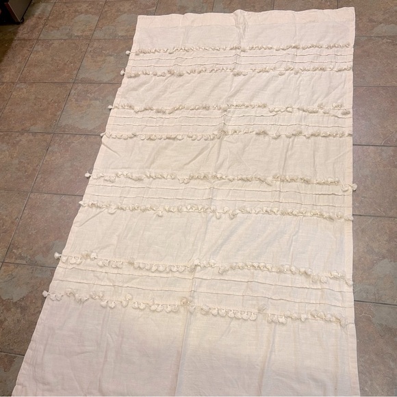 World Market Boho Tasseled Curtain 109% Cotton Beige Tod Opening 48x84 - Picture 1 of 6
